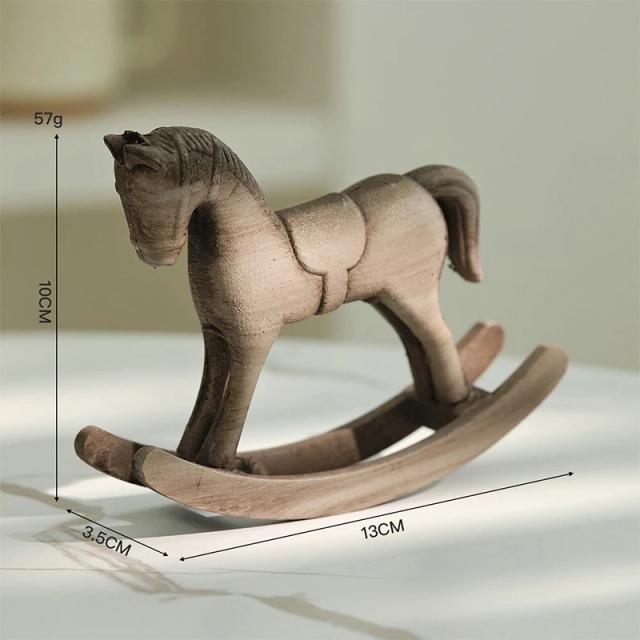 Cavalo de Balanço Madeira Decoração Mesa Equilíbrio Arte Ornamento Miniatura Crianças Presente