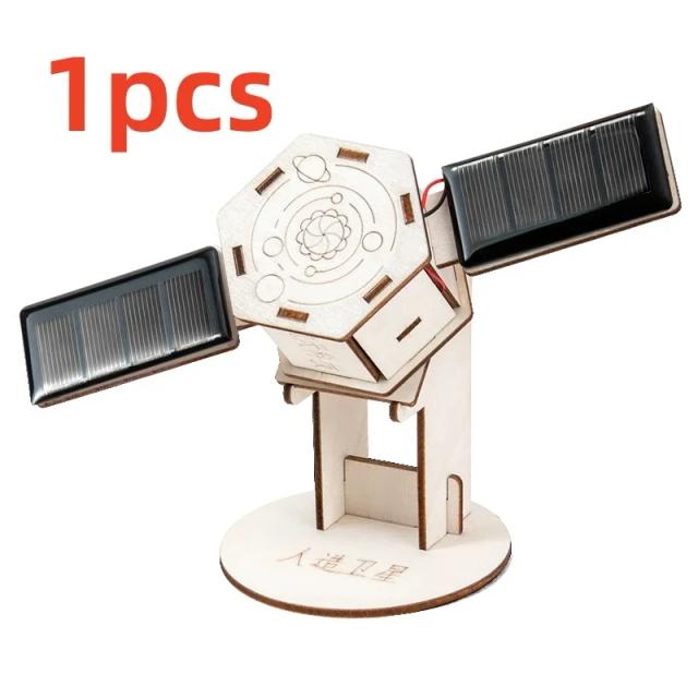 Brinquedo Educacional DIY Montagem Satélite Solar para Crianças e Estudantes