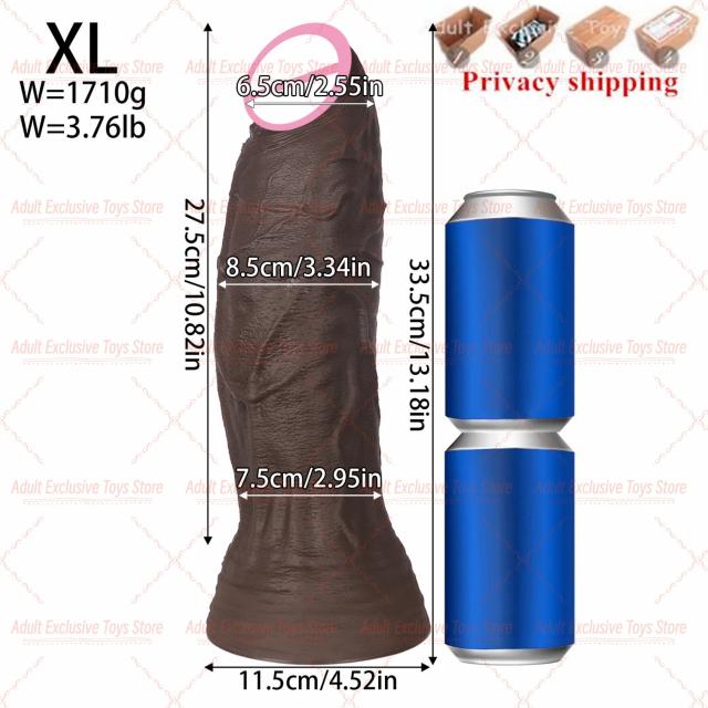 Vibrador Realista Gigante XXL com Ventosa - Silicone Líquido Premium