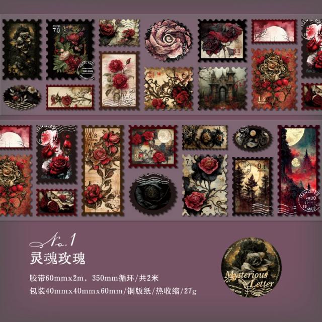 Fita Adesiva Decorativa Mysterious Tags, Criativa e Artesanal, Papelaria 60mm x 2m, 1 Unidade