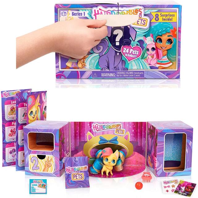 Hairdorables Série 1 Conjunto Surpresa Animal de Estimação Boneca Colecionável