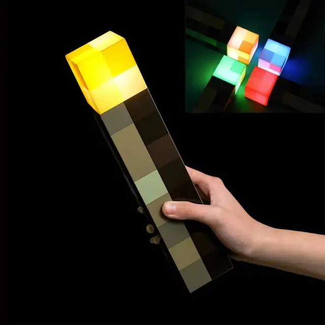 MC Jogo Brownstone Lâmpada Tocha LED 4 Cores Luz Noturna Decorativa