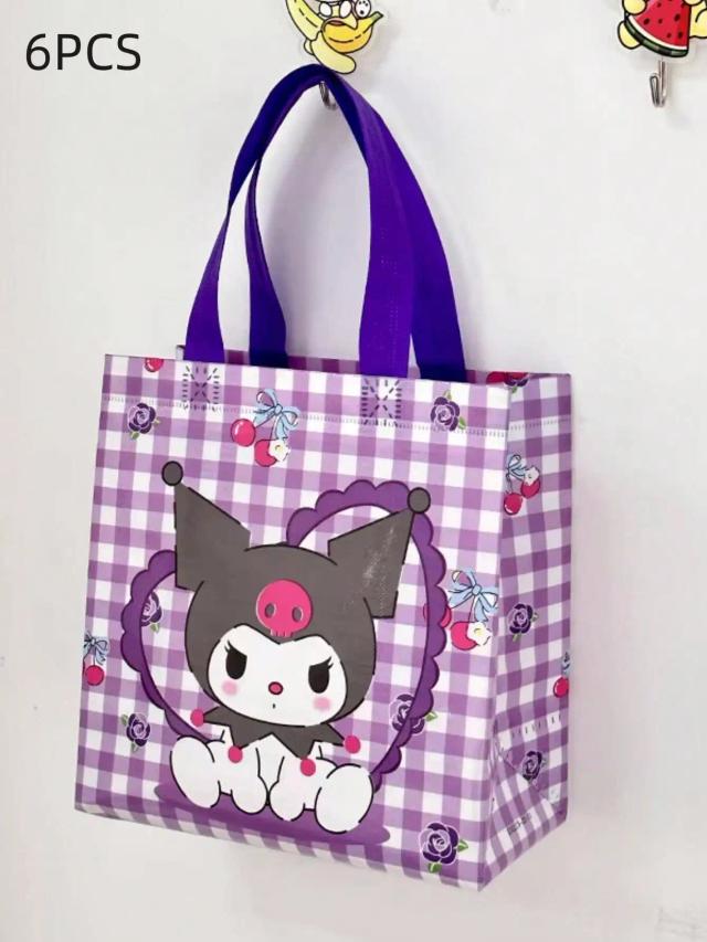 Sanrio Kuromi Bolsa de Armazenamento Grande Capacidade Impressa em Tecido Não Tecido com Personagens de Anime