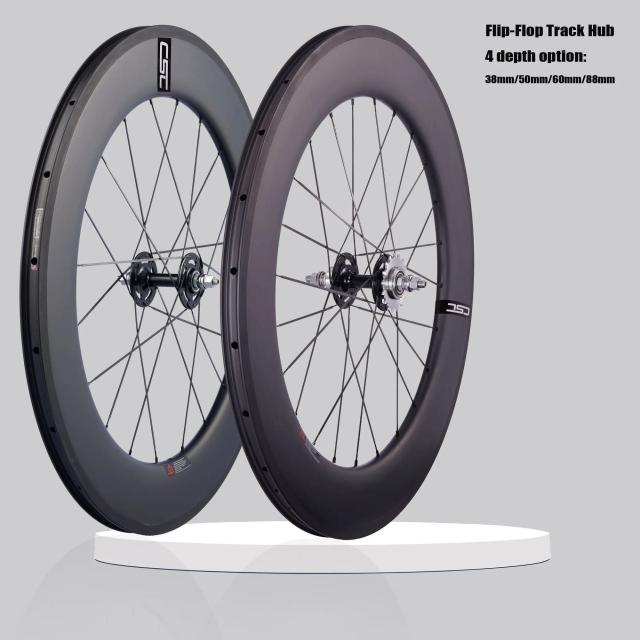 CSC Rodas de Bicicleta Pista Carbono 700C 38mm-88mm Clincher Tubeless