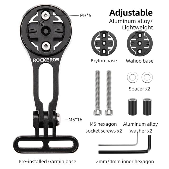 Rockbros Suporte para Computador e Lanterna de Guidão em Alumínio para Bicicleta