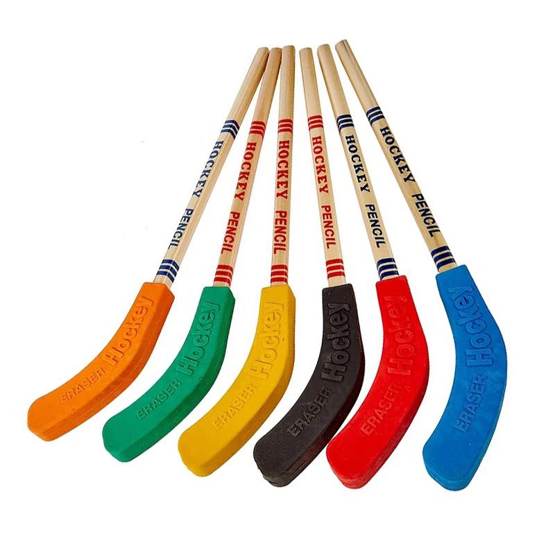 Lápis de hóquei e borrachas para crianças, lápis para estudantes, fãs de esportes, presentes de aniversário, 9 ", 6pcs - Image 1