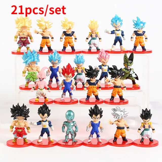 Figura de Ação Dragon Ball Super Goku Vegeta Broly Buu - Conjunto Anime 7-13cm