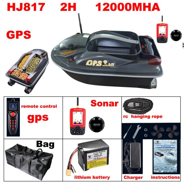Hj817 Barco de Isca RC 12V Controle de Cruzeiro 2kg Carga Automática