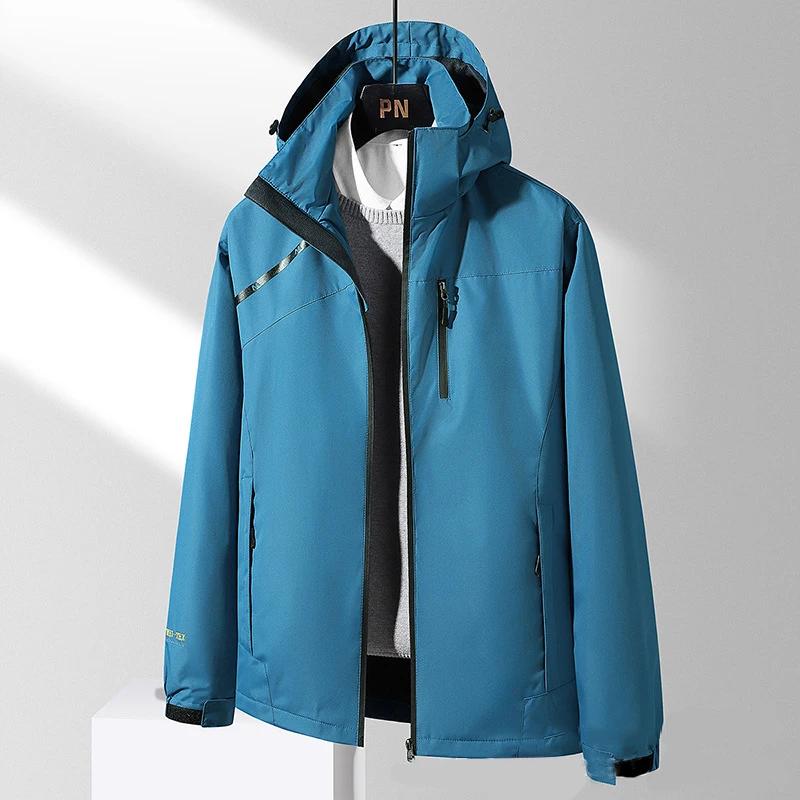 Jaqueta corta-vento à prova waterproof masculina, casaco com capuz, moda casual, ideal para acampamento, esportes ao ar livre, primavera, outono - Image 1