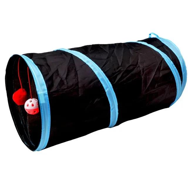Gato túnel suprimentos para animais de estimação gato s pass play túnel dobrável gato túnel brinquedo camurça broca tambor para interior - Image 1