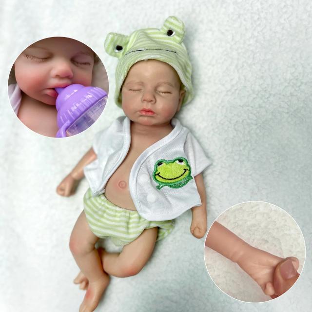 Boneca Reborn Silicone Sólido 33cm Abre Boca Presente Infantil