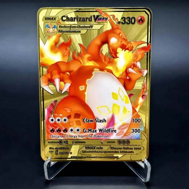 Cartas Metálicas Pokémon Arceus, Mewtwo GX, Charizard VMAX - Colecionáveis de Luxo