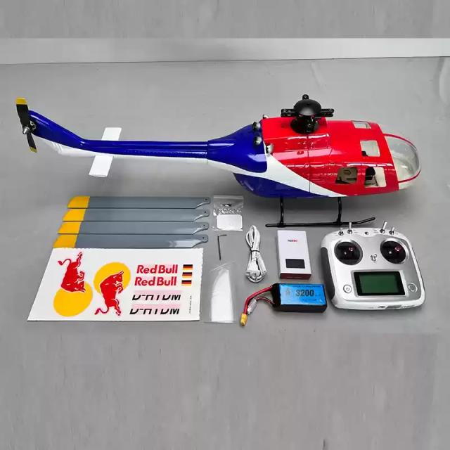 Loban RTF 450 Helicóptero Bo-105 Red Bull 4 Lâminas 6 Canais GPS