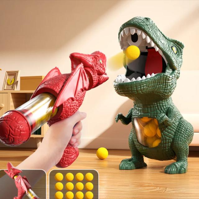Dinossauro Tiranossauro Rex Tiro Bola Bala Macia Arma Brinquedo Interativo 1 Unidade