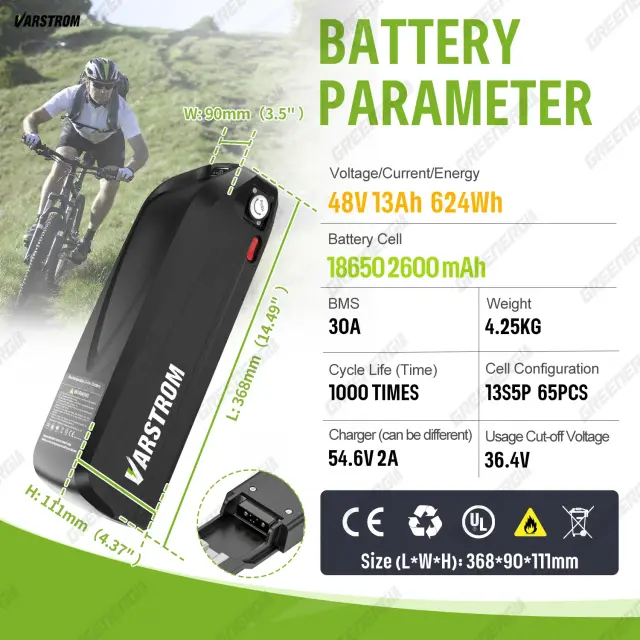 Bateria Hailong Shark Ebike 20AH 13AH 52V 48V 36V para Motores Bafang Tongsheng 1000W 750W 250W