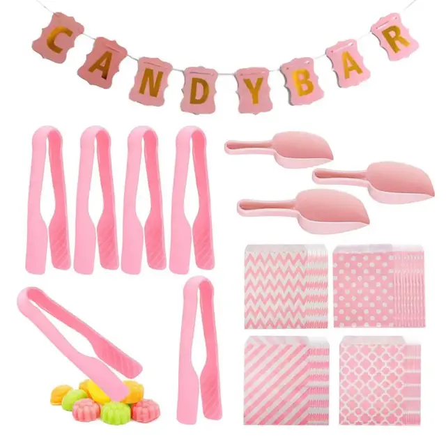 Conjunto de Decoração para Candy Bar com Banner e Acessórios para Buffet de Casamento