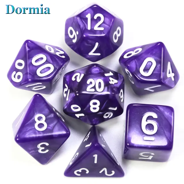 Dados de Mármore D&D 7 Peças - Efeito Pérola com Veias