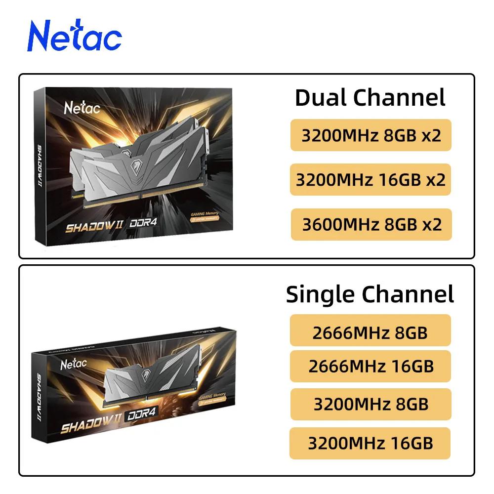 Netac Pc Ram Netac DDR4 8GB 16GB 2666 3200 3600MHz Desktop RAM com Dissipador de ...